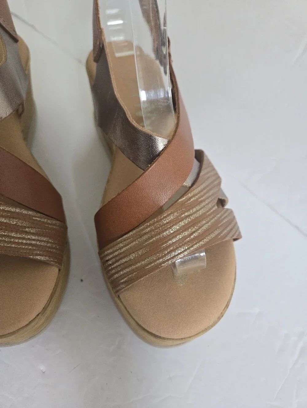 Light Brown Leather Strappy Platform Sandals Size 36